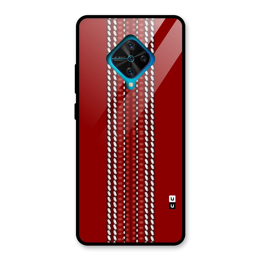 Cricket Ball Pattern Glass Back Case for Vivo S1 Pro