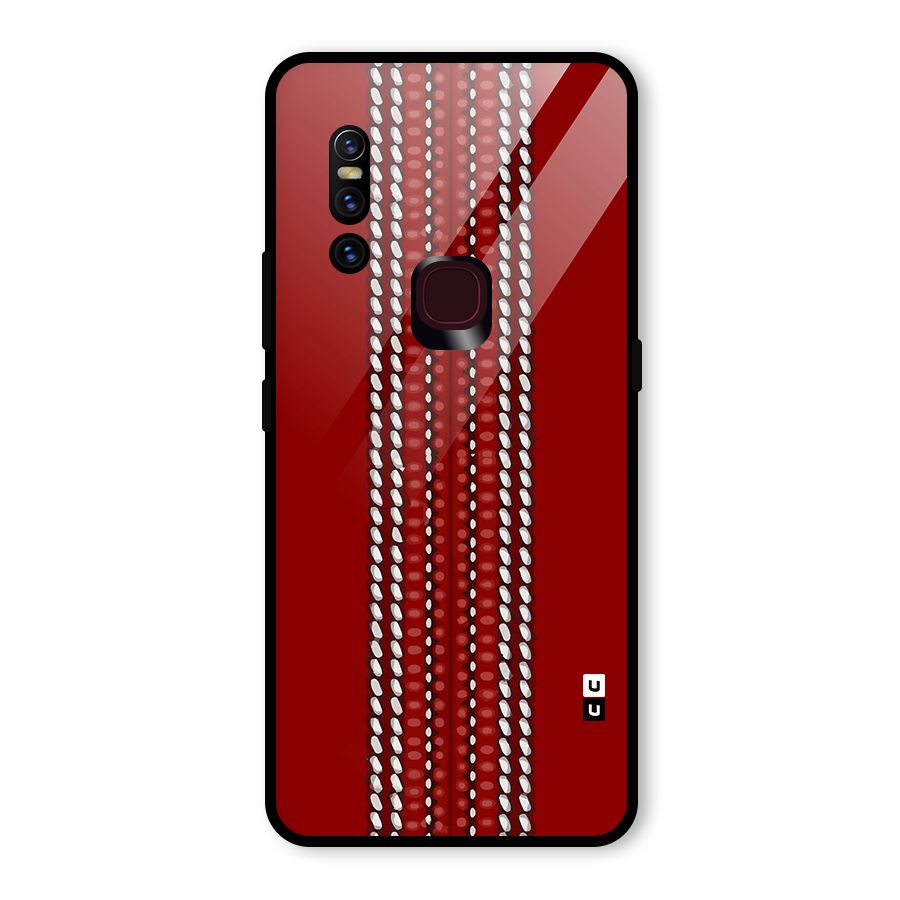 Cricket Ball Pattern Glass Back Case for Vivo V15