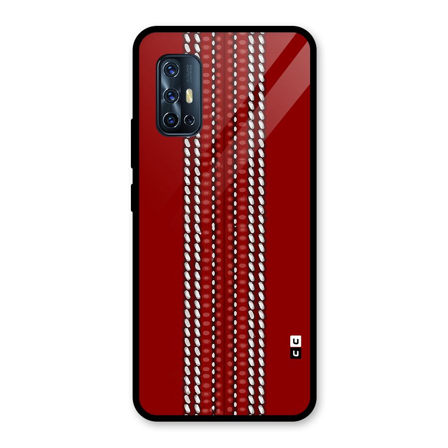 Cricket Ball Pattern Glass Back Case for Vivo V17