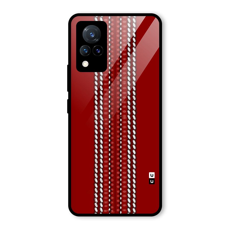 Cricket Ball Pattern Glass Back Case for Vivo V21 5G
