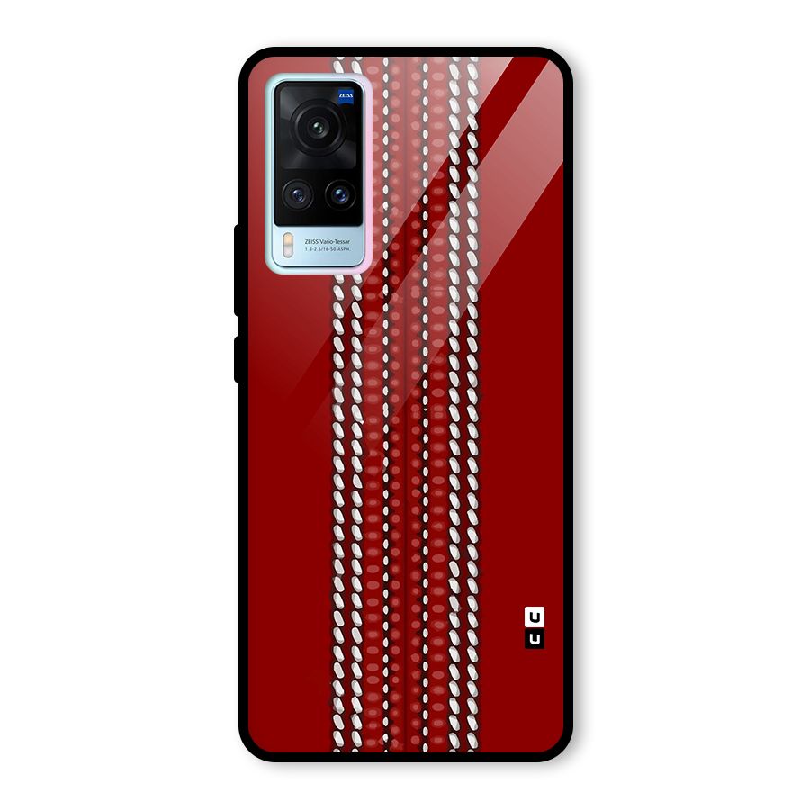 Cricket Ball Pattern Glass Back Case for Vivo X60