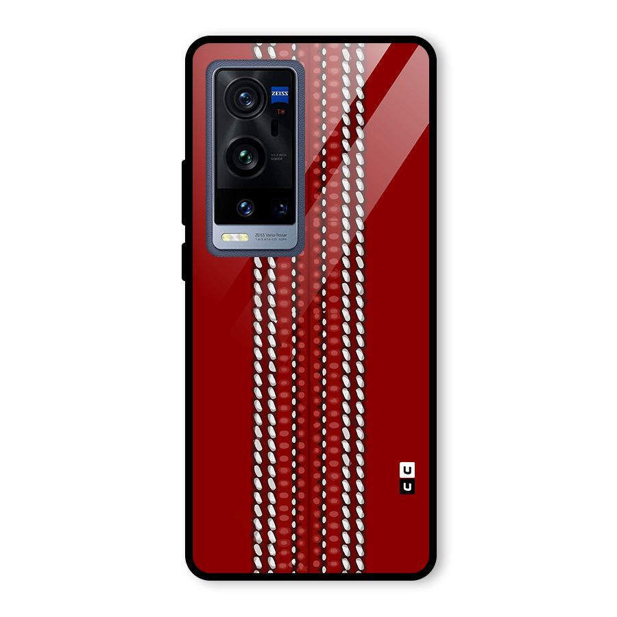 Cricket Ball Pattern Glass Back Case for Vivo X60 Pro Plus