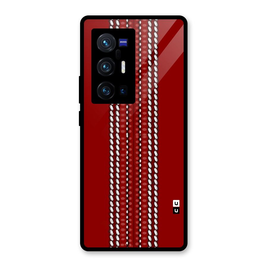 Cricket Ball Pattern Glass Back Case for Vivo X70 Pro Plus
