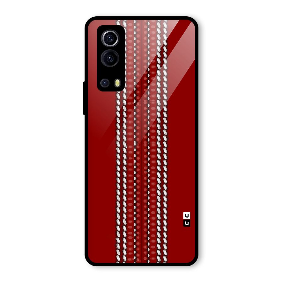 Cricket Ball Pattern Glass Back Case for Vivo iQOO Z3