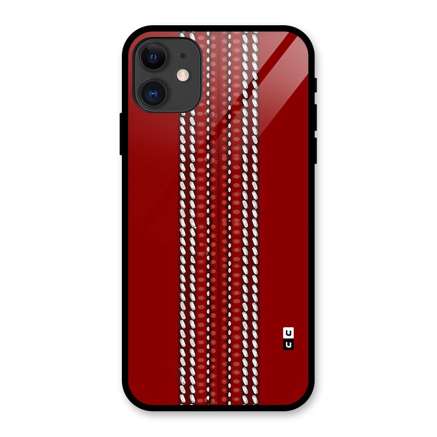 Cricket Ball Pattern Glass Back Case for iPhone 11