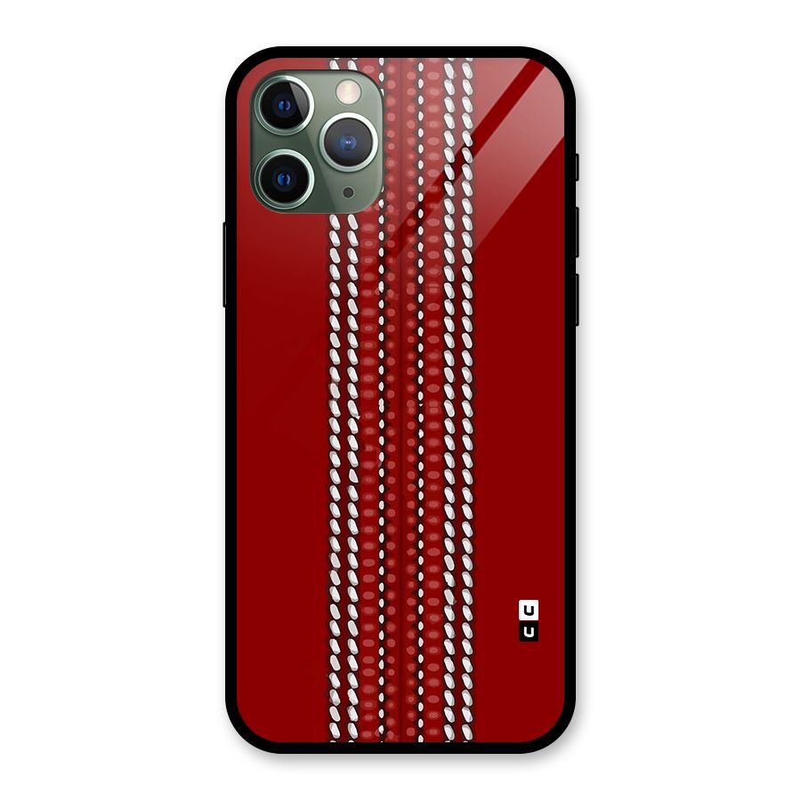 Cricket Ball Pattern Glass Back Case for iPhone 11 Pro
