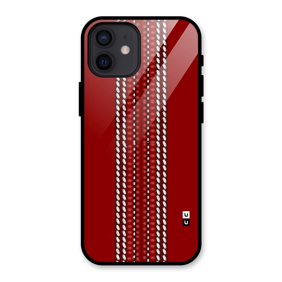 Cricket Ball Pattern Glass Back Case for iPhone 12