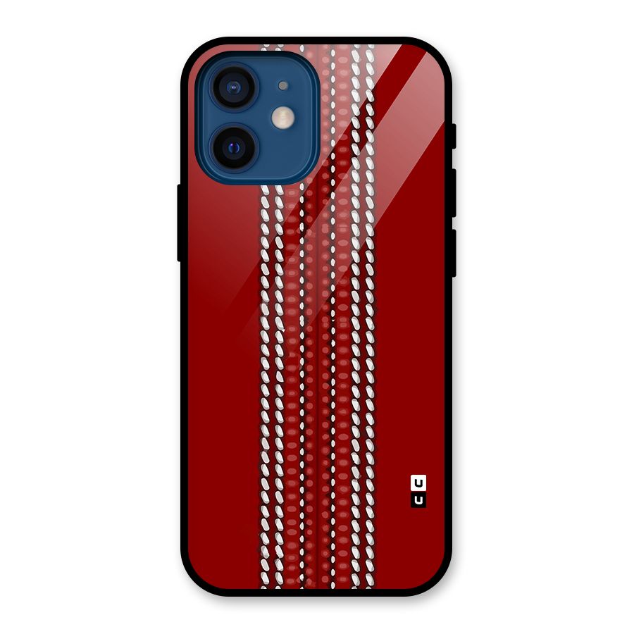 Cricket Ball Pattern Glass Back Case for iPhone 12 Mini