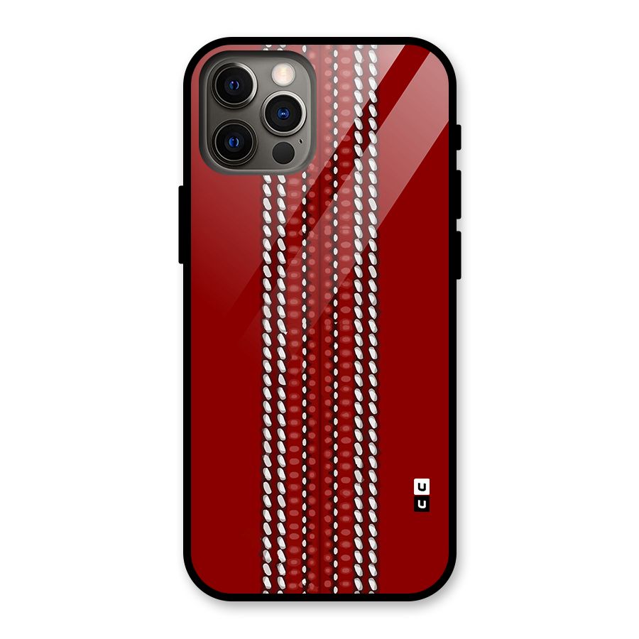 Cricket Ball Pattern Glass Back Case for iPhone 12 Pro