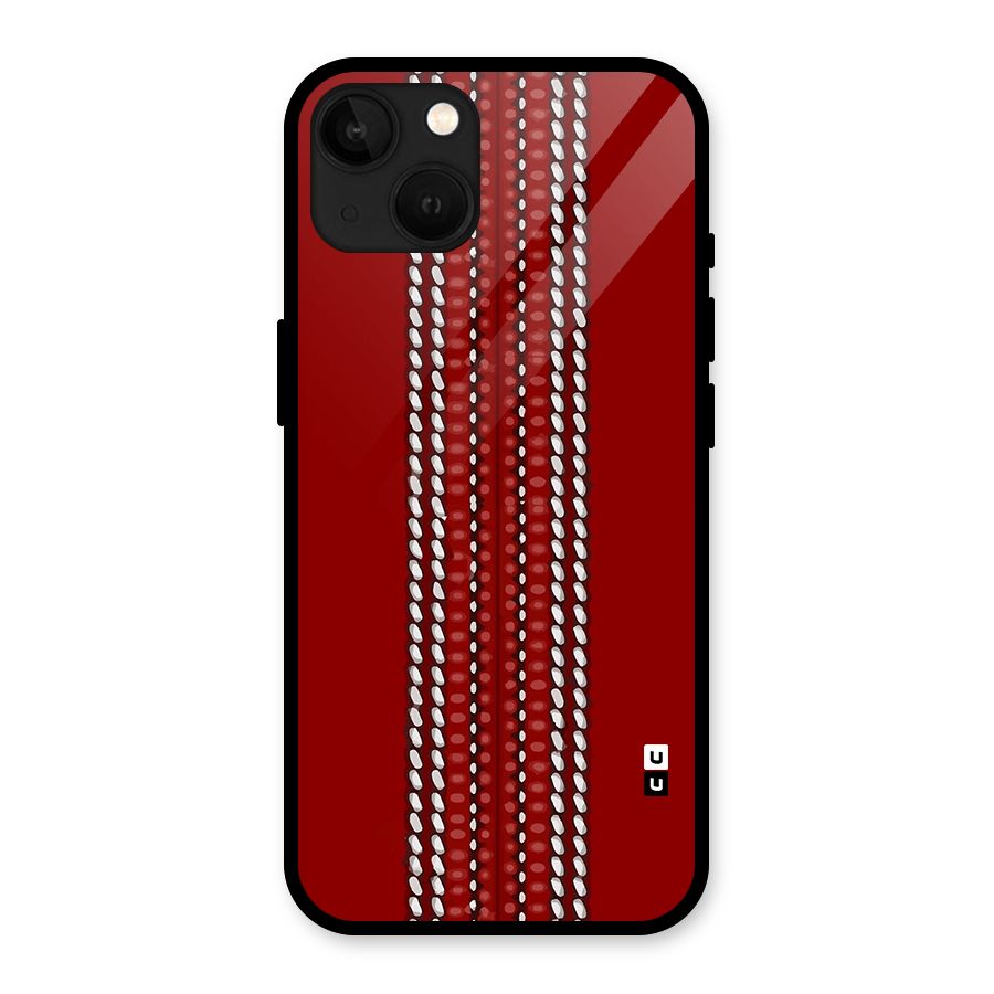 Cricket Ball Pattern Glass Back Case for iPhone 13