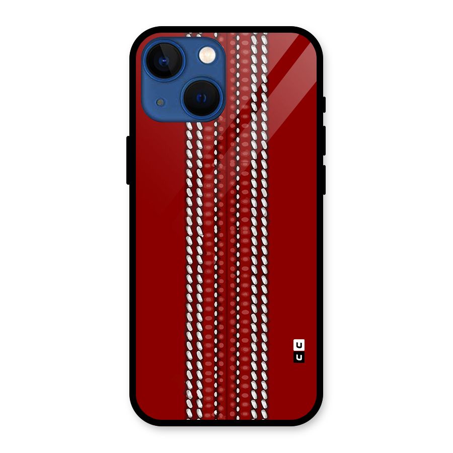 Cricket Ball Pattern Glass Back Case for iPhone 13 Mini
