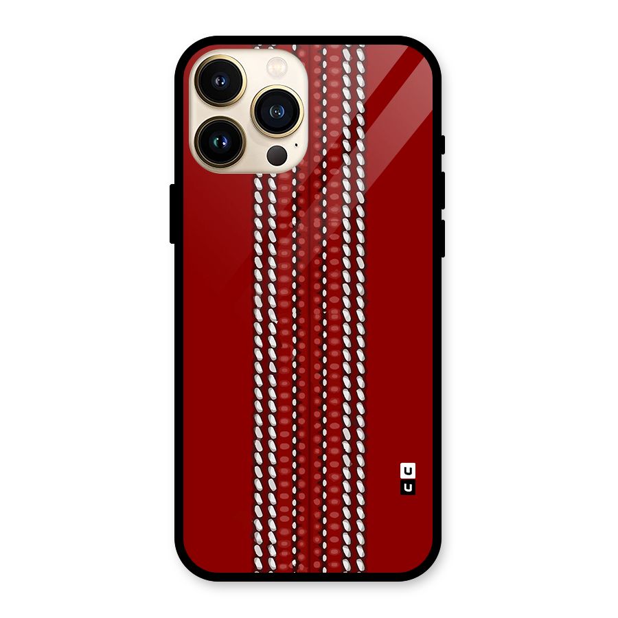 Cricket Ball Pattern Glass Back Case for iPhone 13 Pro Max
