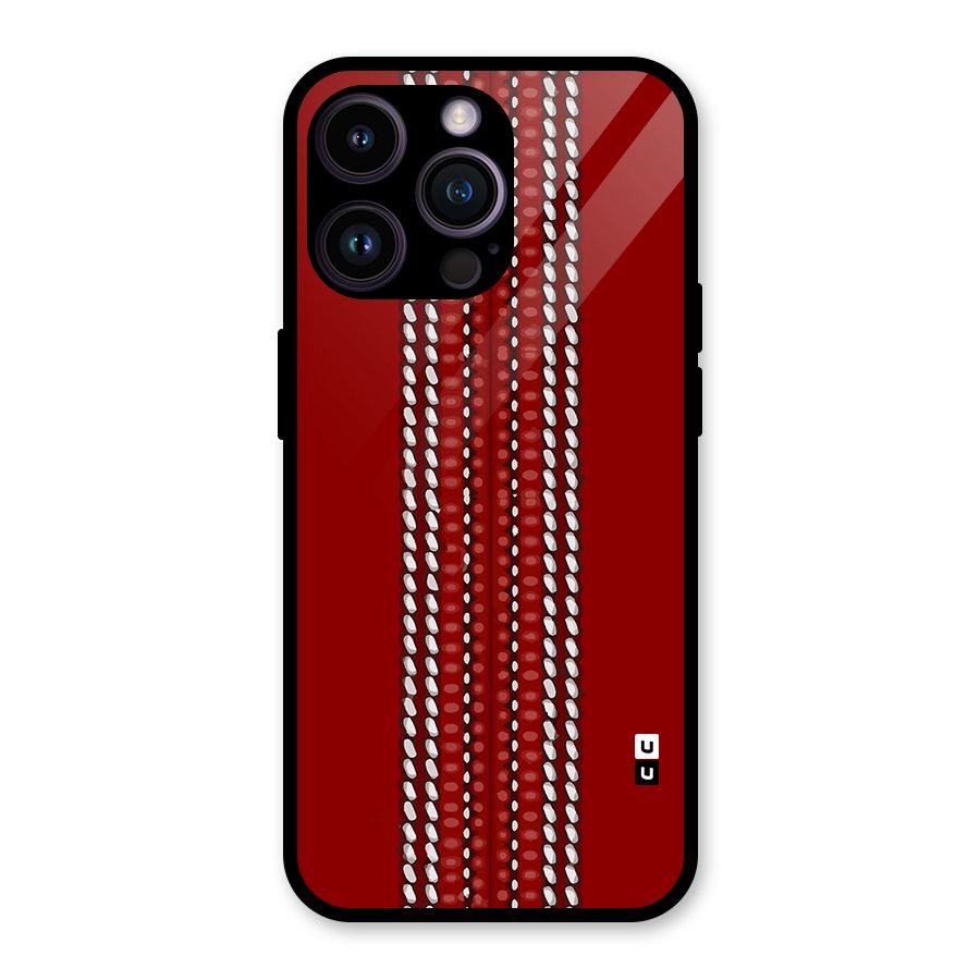 Cricket Ball Pattern Glass Back Case for iPhone 14 Pro Max