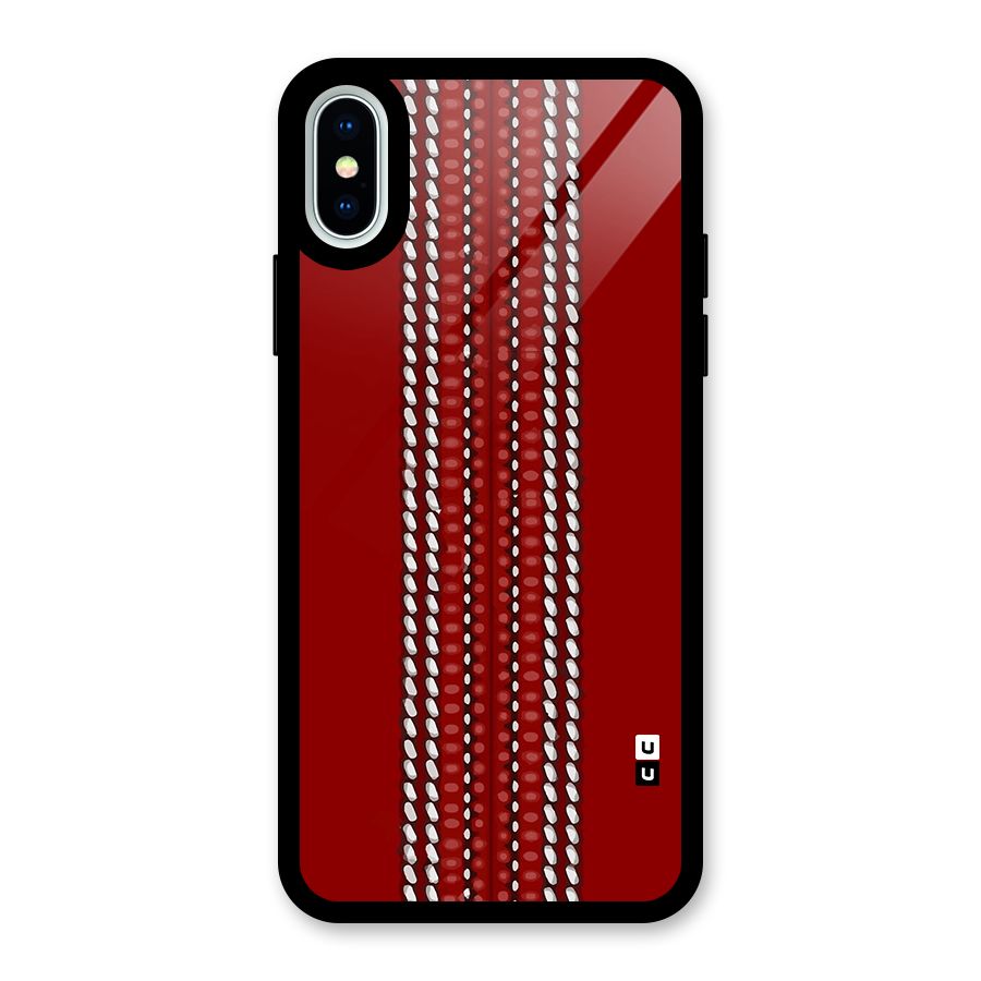 Cricket Ball Pattern Glass Back Case for iPhone X