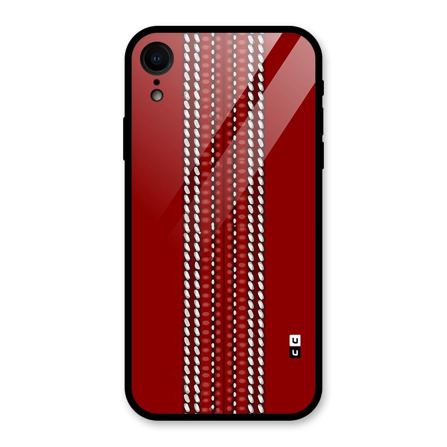 Cricket Ball Pattern Glass Back Case for iPhone XR