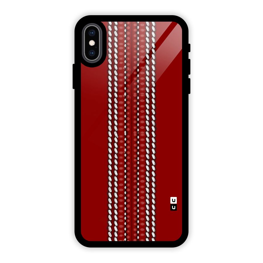 Cricket Ball Pattern Glass Back Case for iPhone XS Max