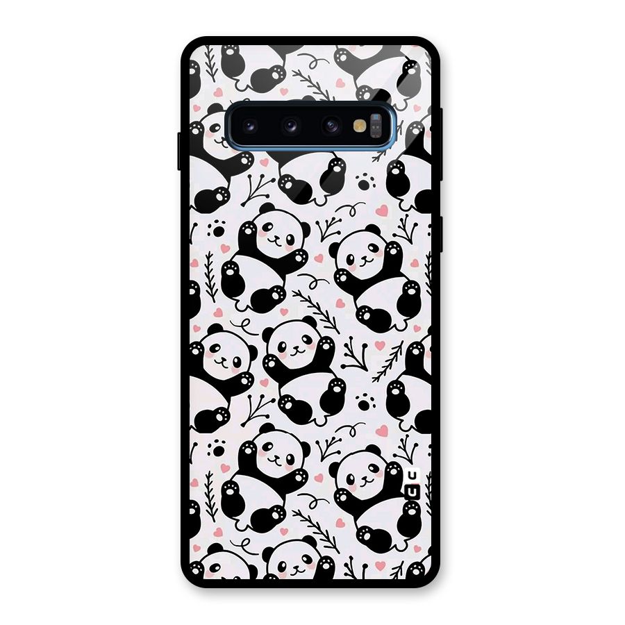 Cute Adorable Panda Pattern Glass Back Case for Galaxy S10
