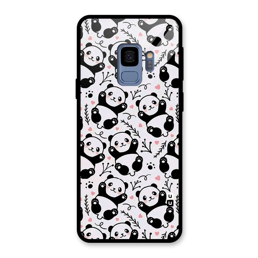 Cute Adorable Panda Pattern Glass Back Case for Galaxy S9