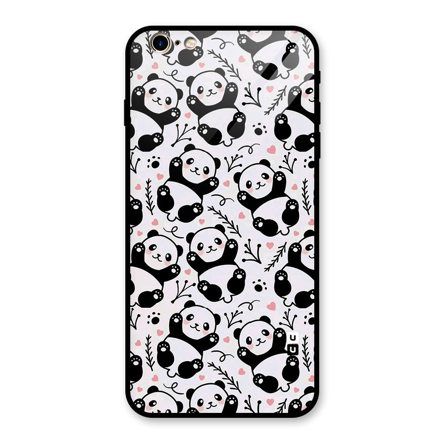Cute Adorable Panda Pattern Glass Back Case for iPhone 6 Plus 6S Plus