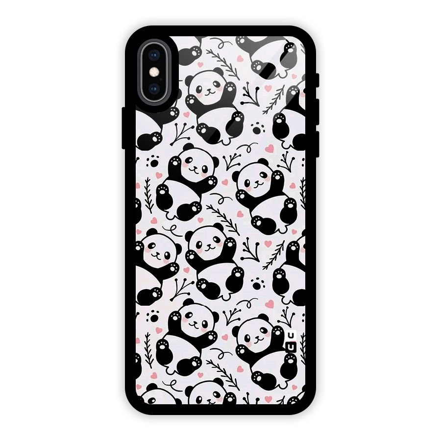 Cute Adorable Panda Pattern Glass Back Case for iPhone XS Max