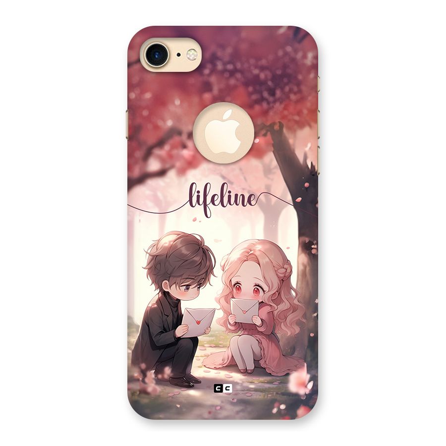 Cute Anime Couple Back Case for iPhone 7 Logo Cut