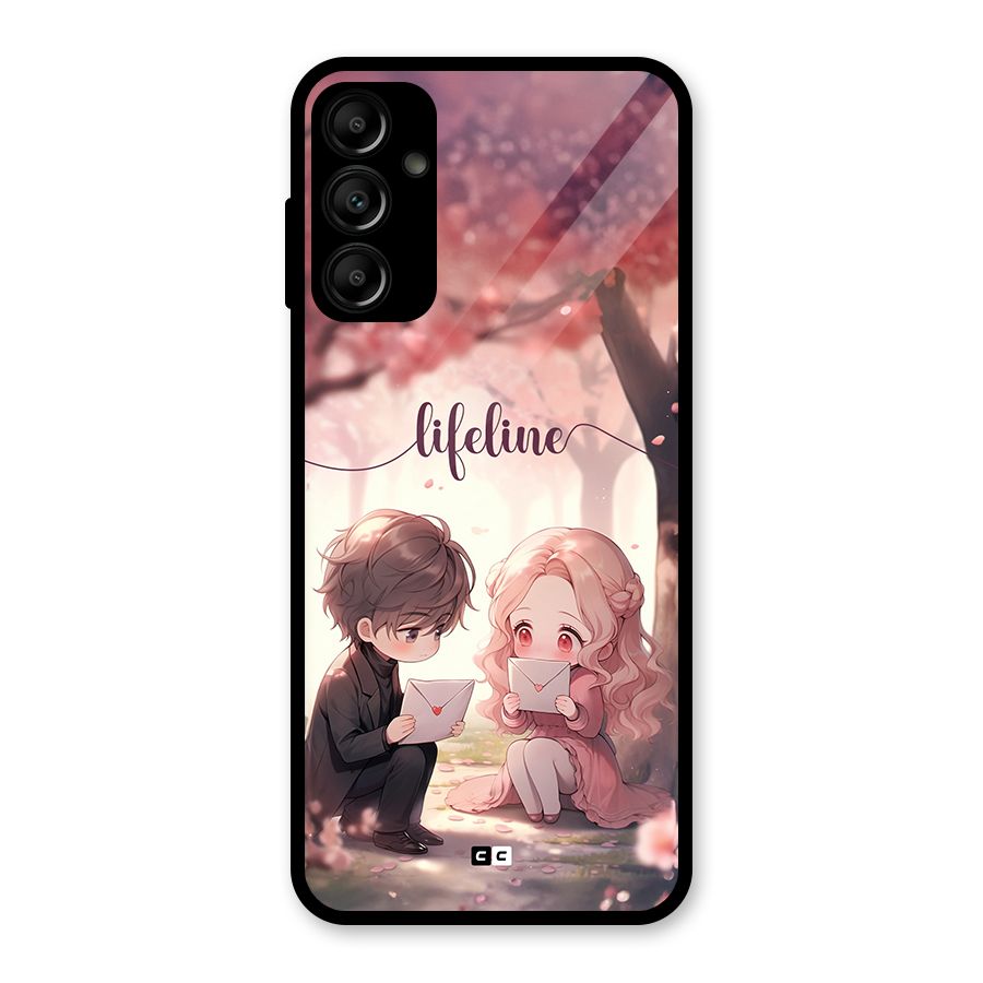 Cute Anime Couple Glass Back Case for Galaxy A14 5G