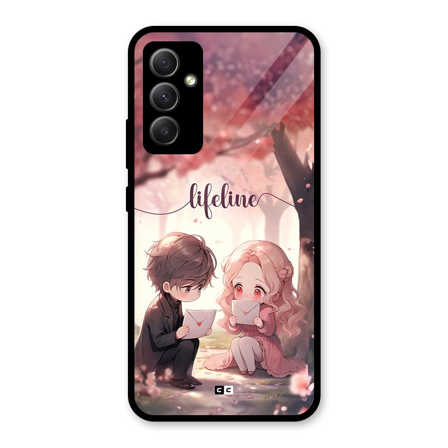 Cute Anime Couple Glass Back Case for Galaxy A34
