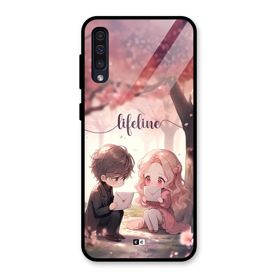 Cute Anime Couple Glass Back Case for Galaxy A50