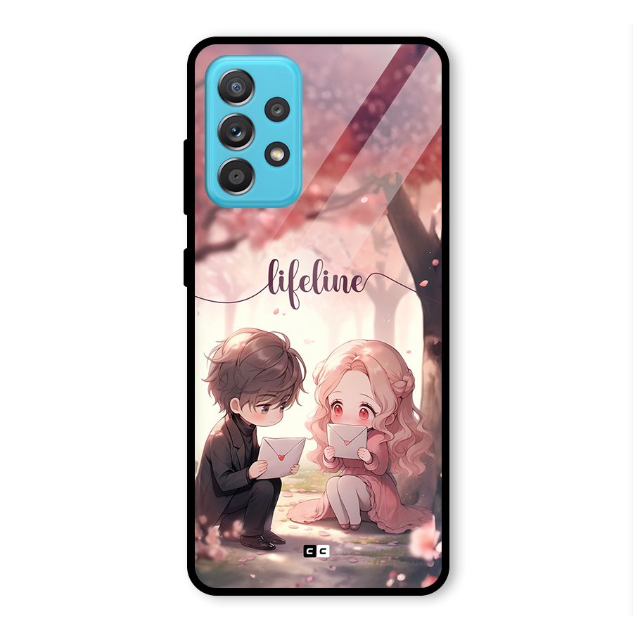 Cute Anime Couple Glass Back Case for Galaxy A52s 5G