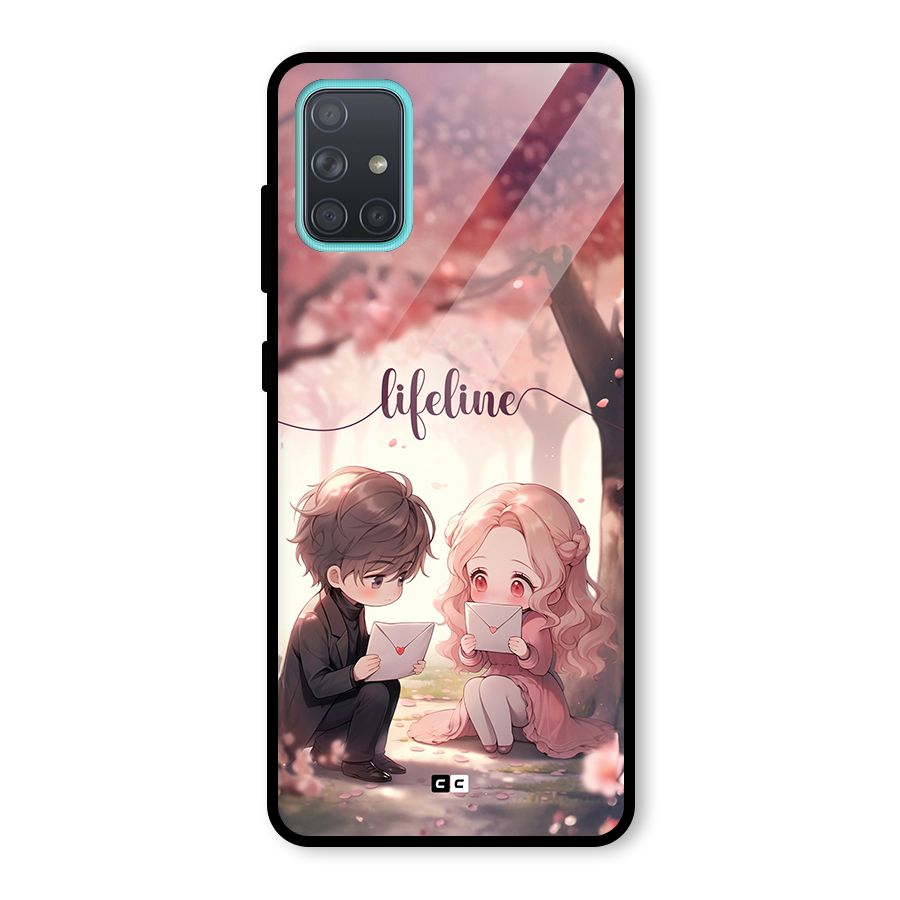 Cute Anime Couple Glass Back Case for Galaxy A71