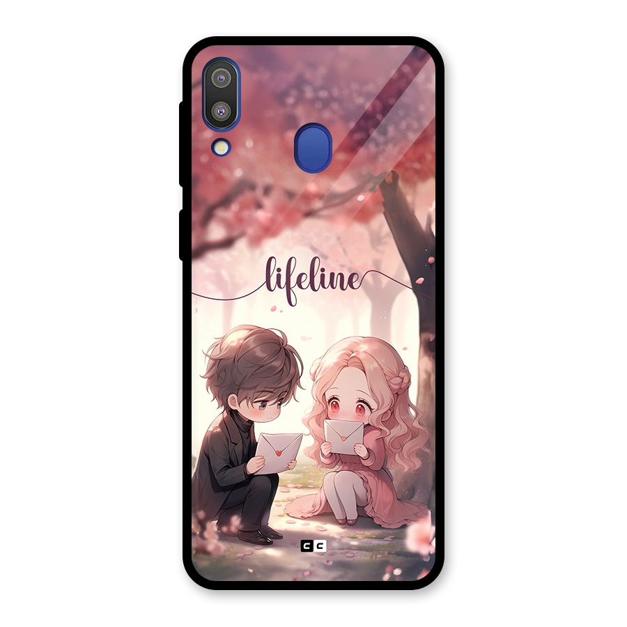 Cute Anime Couple Glass Back Case for Galaxy M20