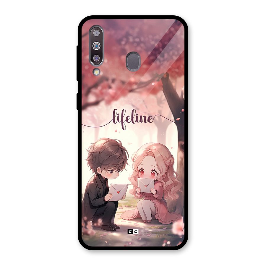 Cute Anime Couple Glass Back Case for Galaxy M30