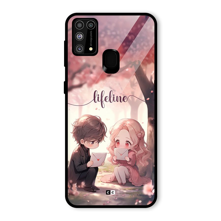 Cute Anime Couple Glass Back Case for Galaxy M31