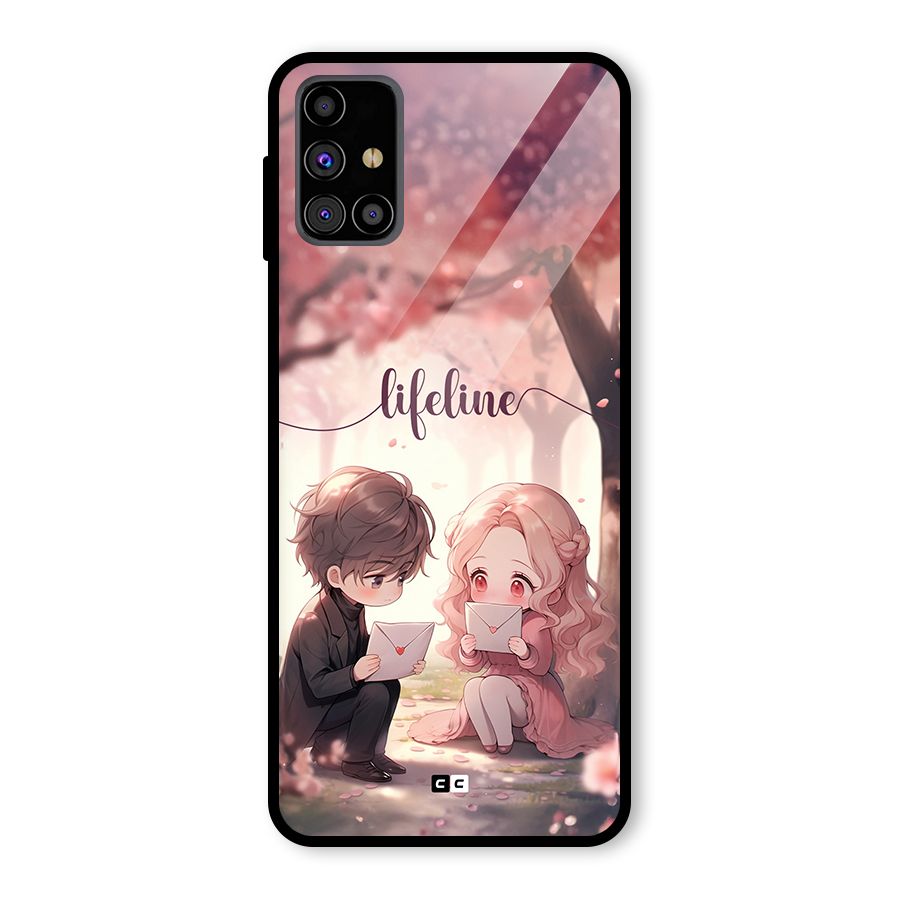 Cute Anime Couple Glass Back Case for Galaxy M31s