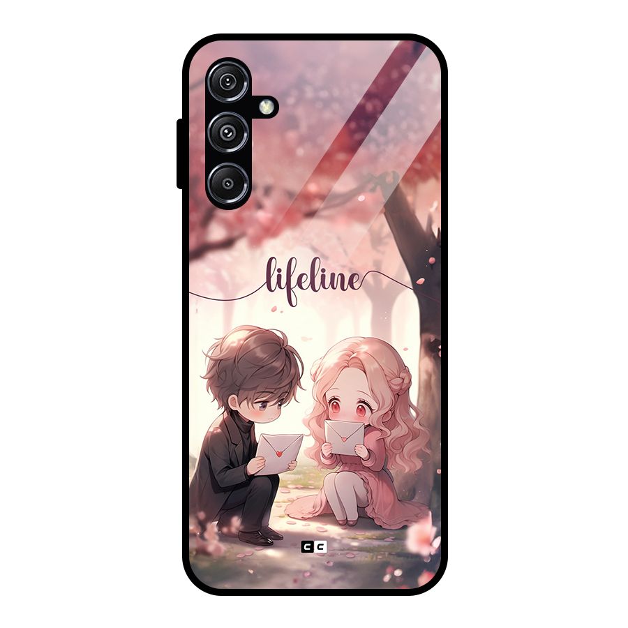 Cute Anime Couple Glass Back Case for Galaxy M34 5G