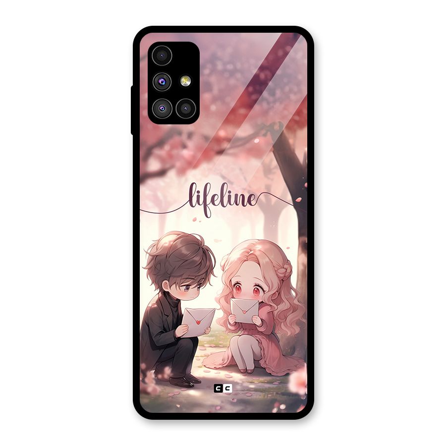 Cute Anime Couple Glass Back Case for Galaxy M51