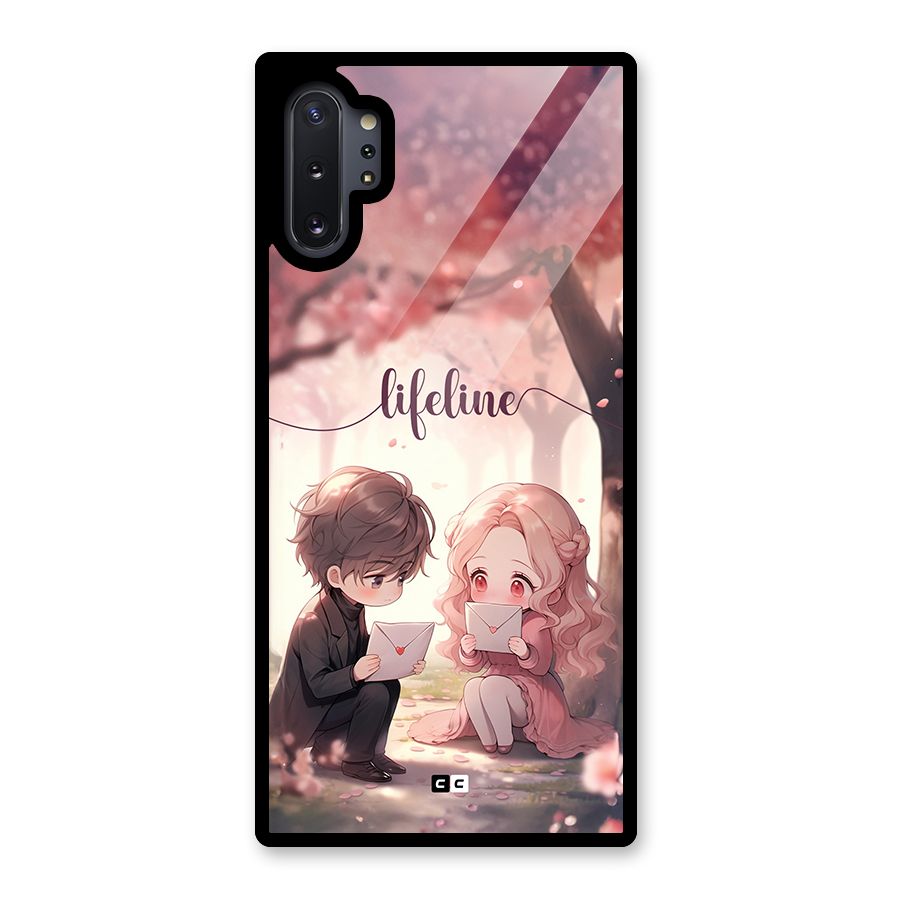 Cute Anime Couple Glass Back Case for Galaxy Note 10 Plus