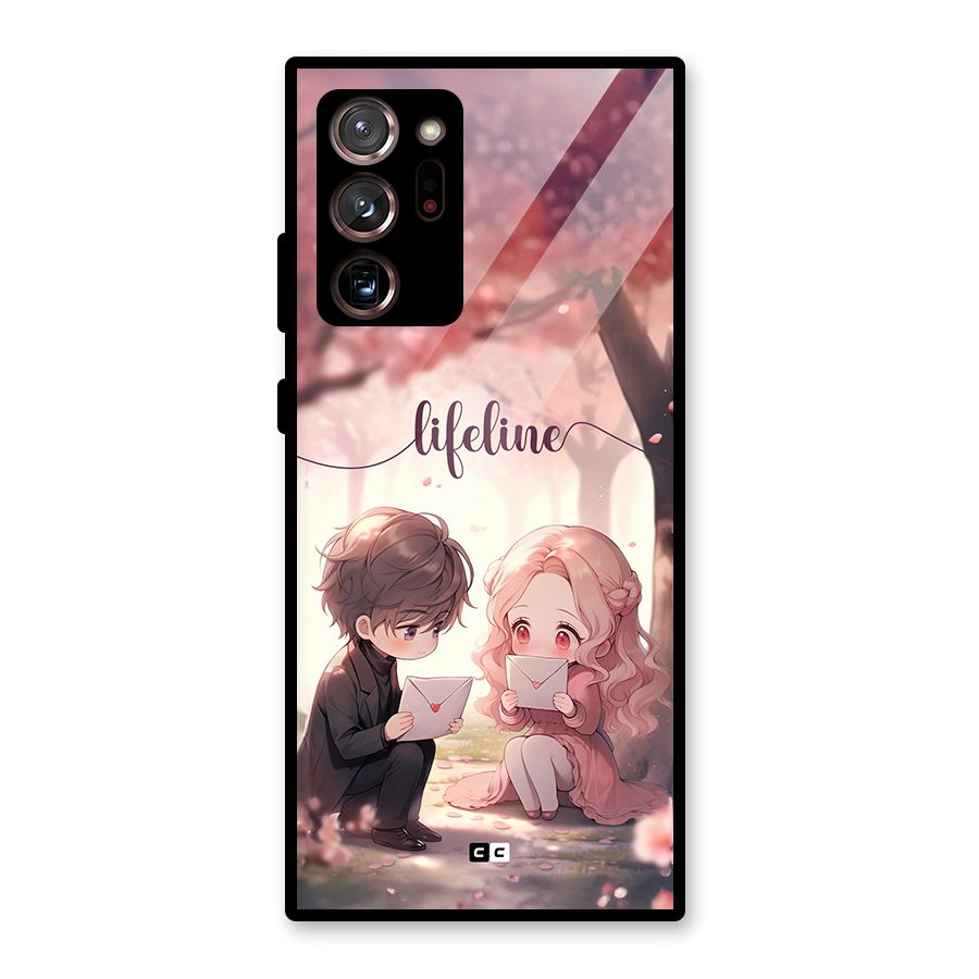 Cute Anime Couple Glass Back Case for Galaxy Note 20 Ultra
