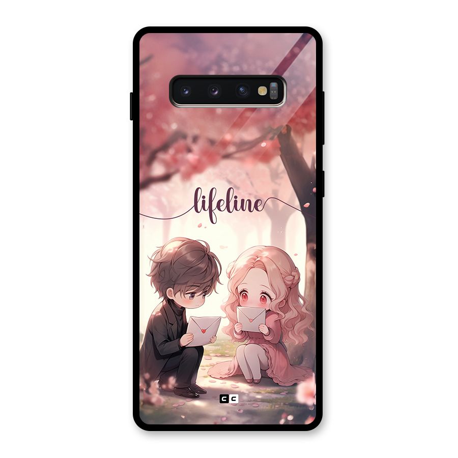 Cute Anime Couple Glass Back Case for Galaxy S10 Plus