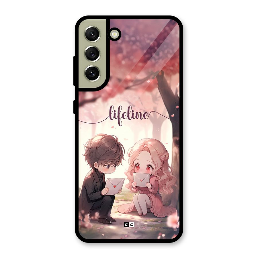 Cute Anime Couple Glass Back Case for Galaxy S21 FE 5G