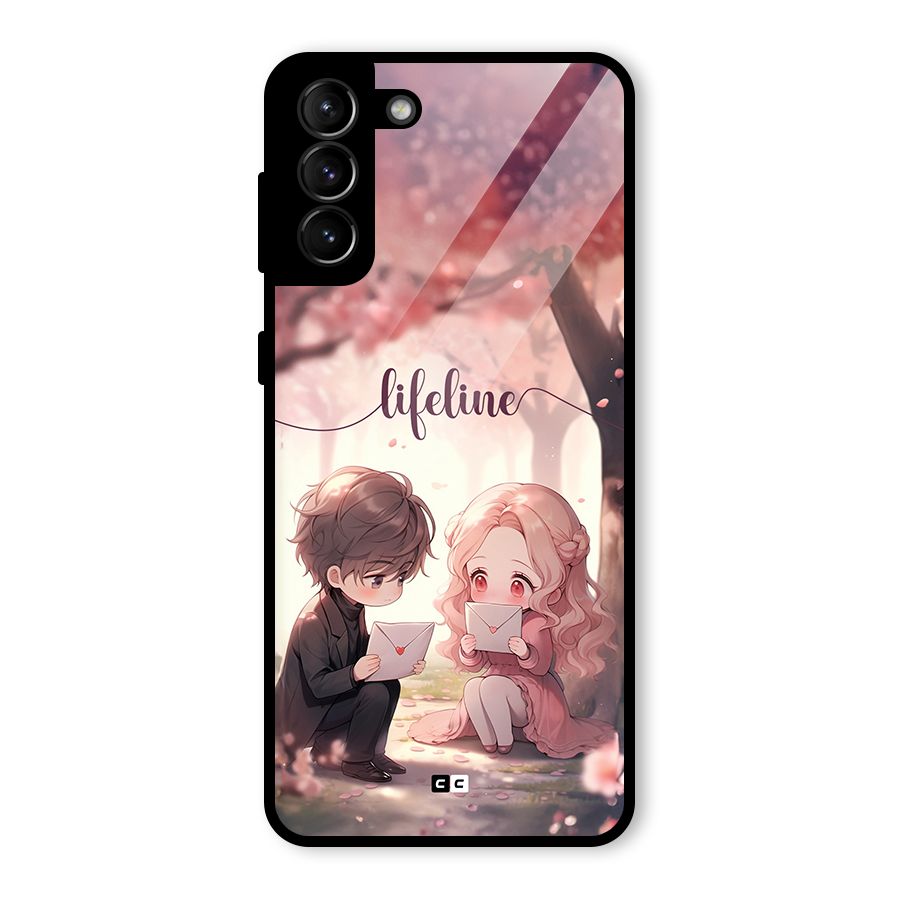 Cute Anime Couple Glass Back Case for Galaxy S21 Plus