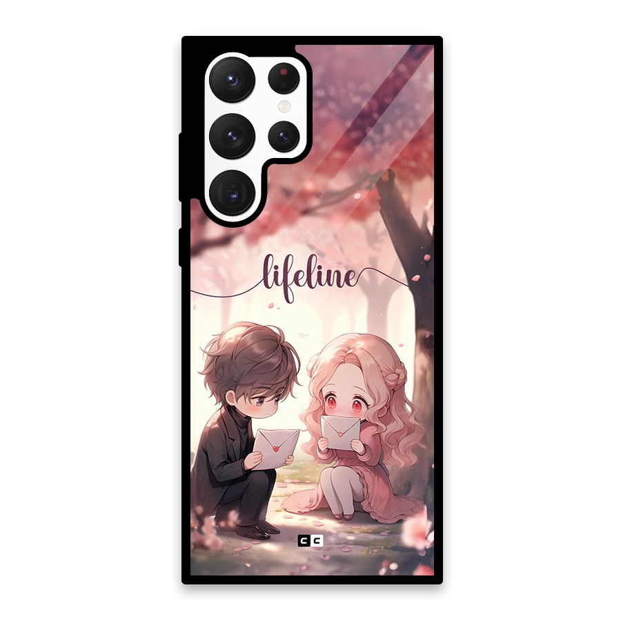 Cute Anime Couple Glass Back Case for Galaxy S22 Ultra 5G