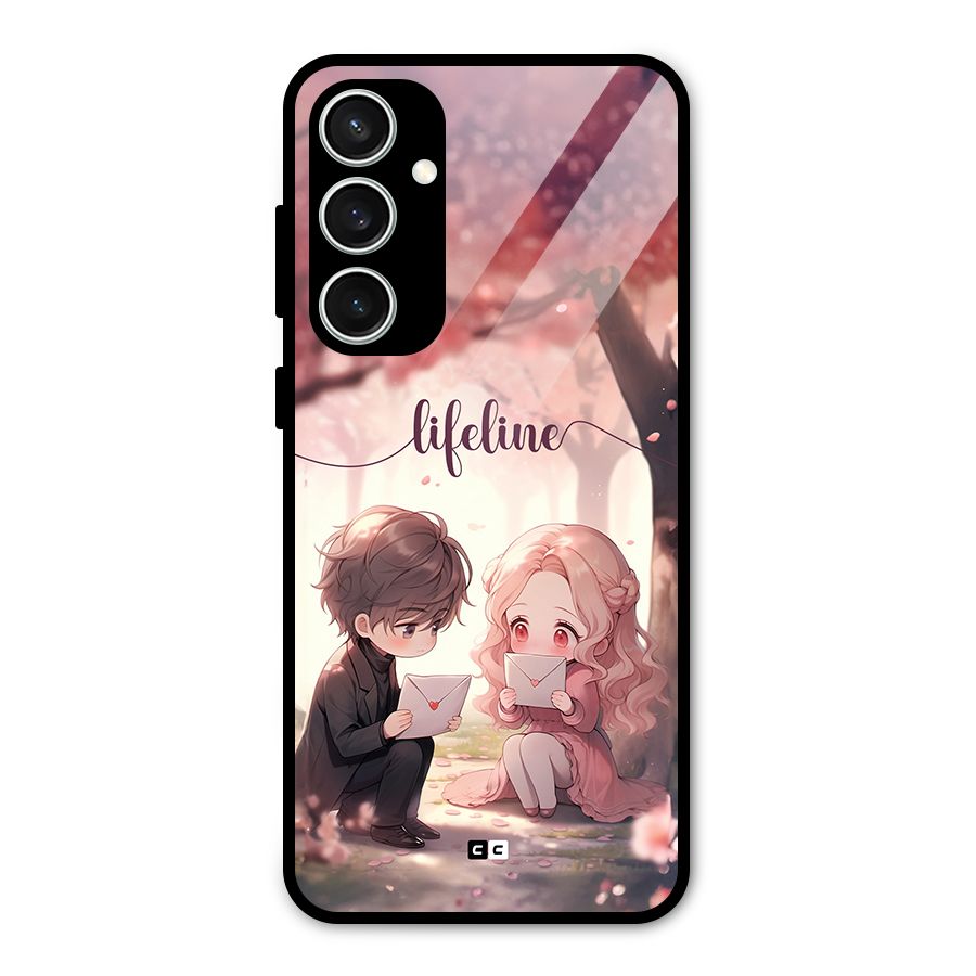 Cute Anime Couple Glass Back Case for Galaxy S23 FE