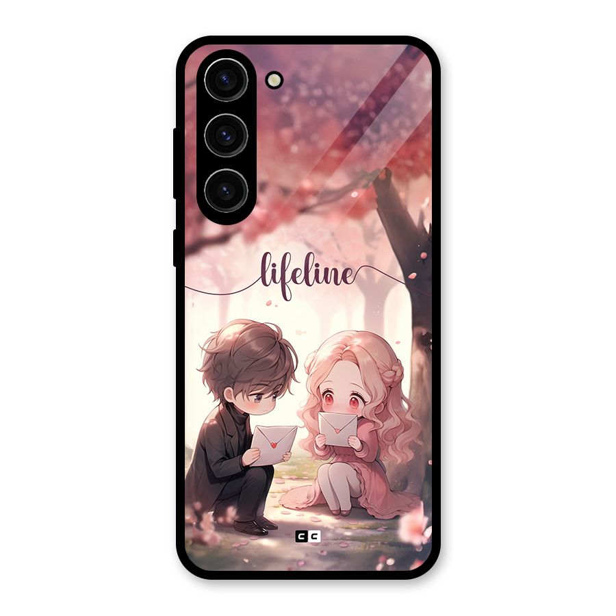 Cute Anime Couple Glass Back Case for Galaxy S23 Plus