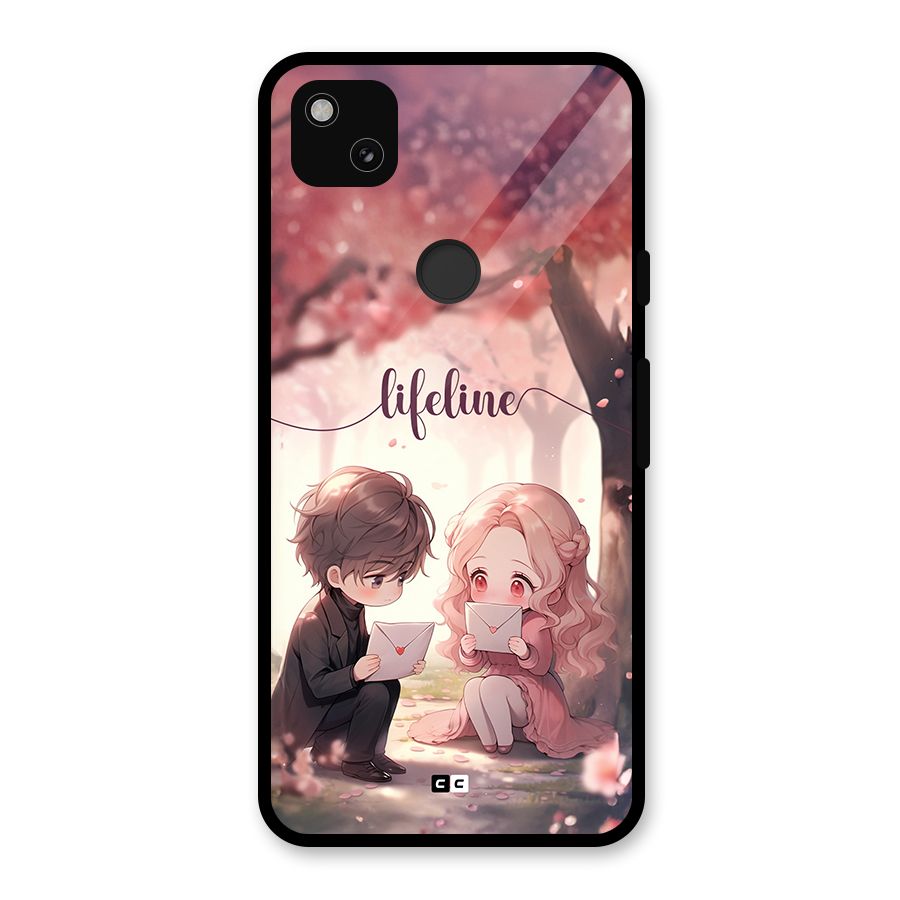 Cute Anime Couple Glass Back Case for Google Pixel 4a