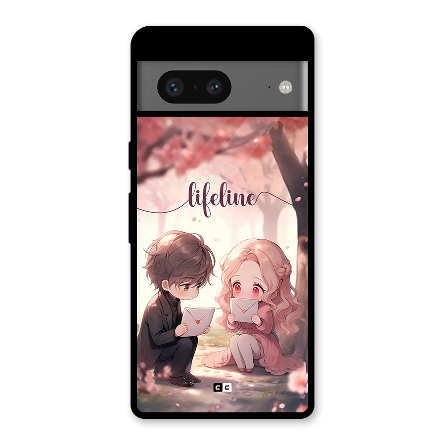 Cute Anime Couple Glass Back Case for Google Pixel 7