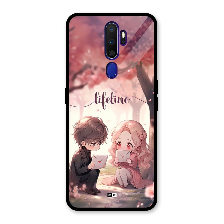 Cute Anime Couple Glass Back Case for Oppo A9 (2020)