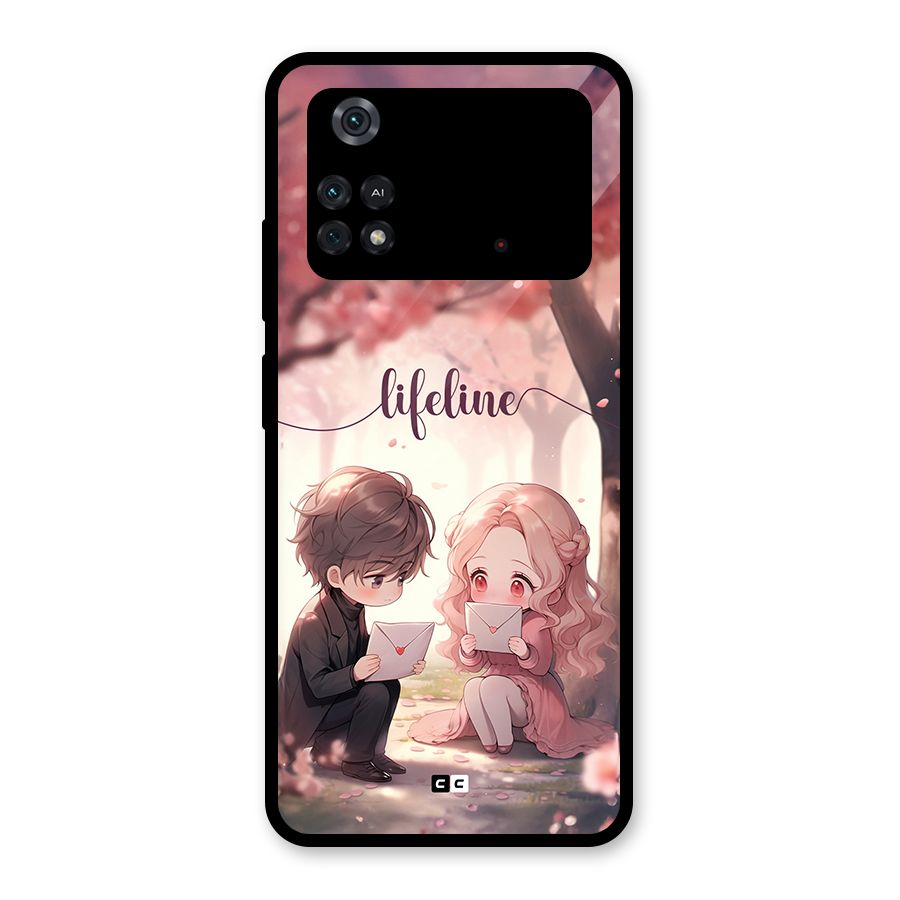 Cute Anime Couple Glass Back Case for Poco M4 Pro 4G