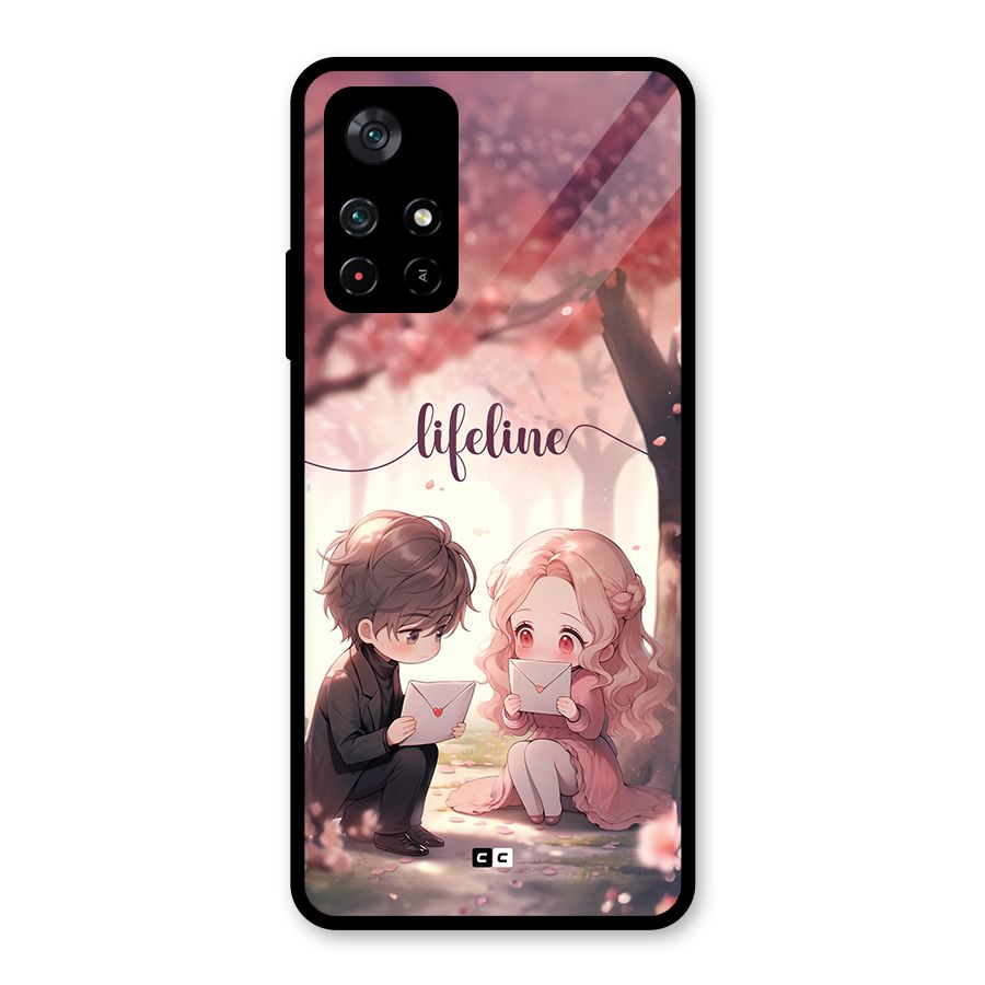 Cute Anime Couple Glass Back Case for Poco M4 Pro 5G