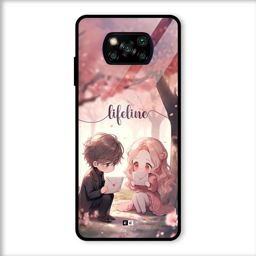 Cute Anime Couple Glass Back Case for Poco X3